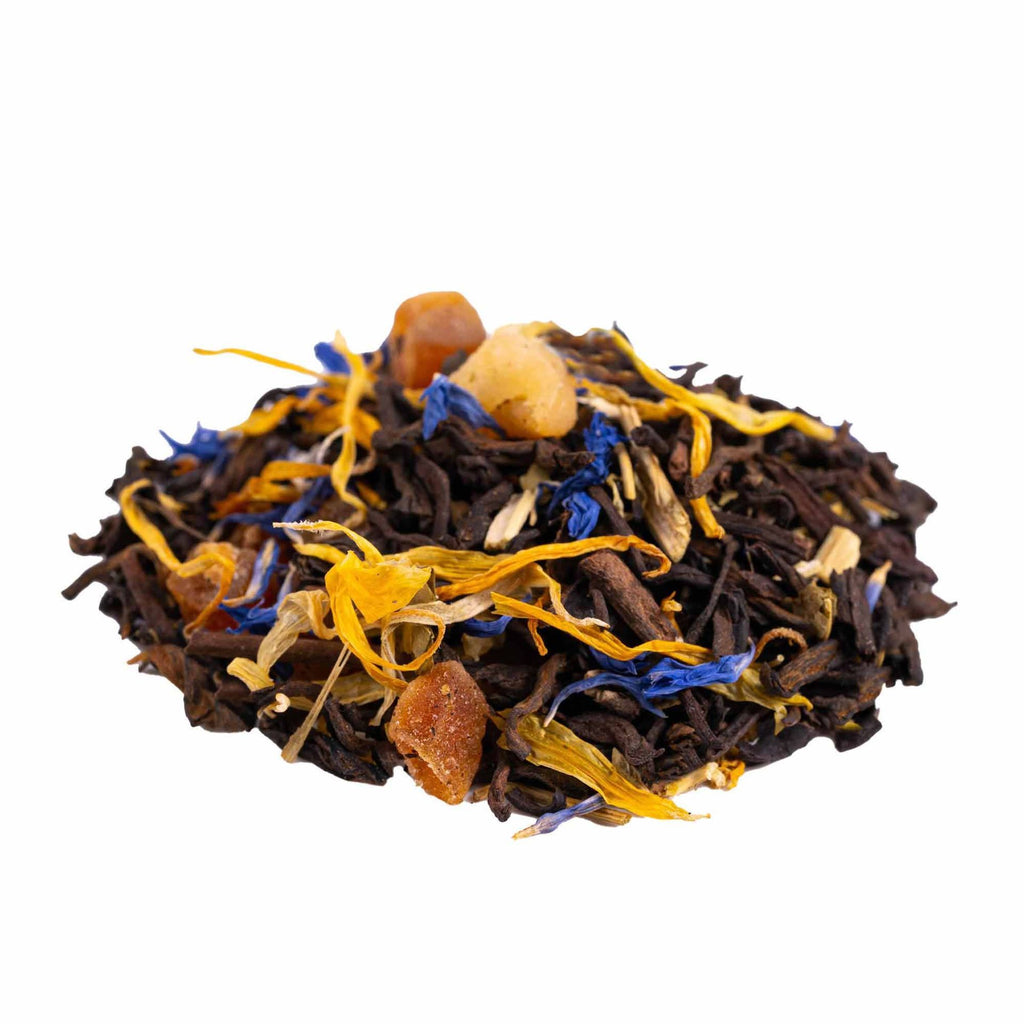 Närbild Mango Passion Fruit – pu-erh te med mango och passionsblomma